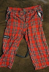 Morbid Threads Plaid 3/4 Length Shorts. 32" waist.
